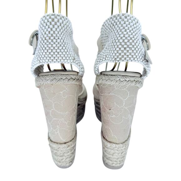 VALENTINO GARAVANI Mesh Lace Leather Espadrille Wedge EU 39 US 9 Platform Sandal - Picture 5 of 12